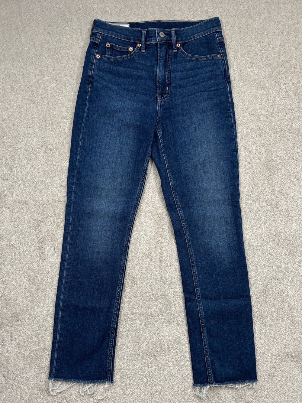 GAP Vintage Slim High Rise Raw Hem Jeans Cigarette Pant Dark Wash Size 26